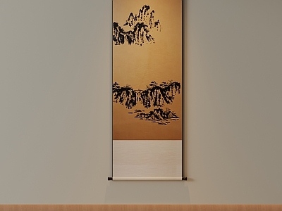 新中式山水画 写意山水茶室挂轴 禅意卷轴画