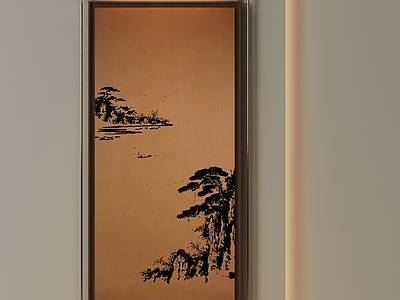 新中式山水画 宋式意境山水画 茶室写意山水画