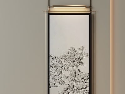新中式山水画 茶室写意挂画 黑白线描装饰画