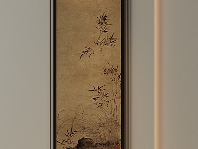 新中式字画 侘寂风兰竹挂画 复古水墨兰竹图