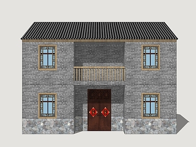 中式乡村民房 乡村民房 乡村民居建筑 民俗景观建筑