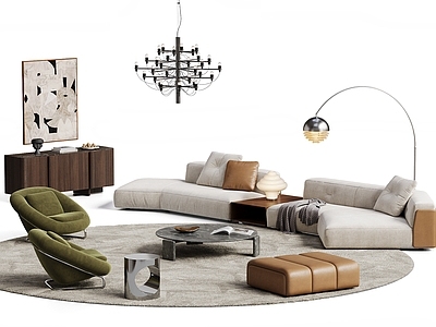 意式极简沙发组合 MINOTTI 现代沙发茶几组合 Softcase 豪宅别墅客厅沙发 客厅家具组合