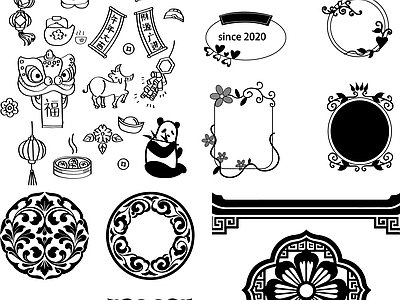 其他图库 花纹 纹理 贴图 线稿 中式