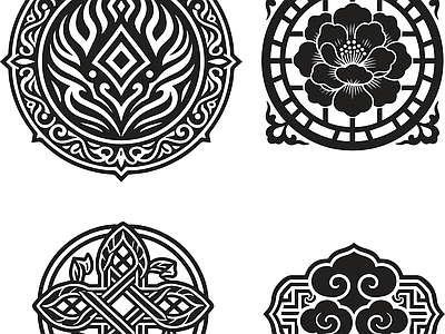 其他图库 花纹 纹理 贴图 线稿 中式