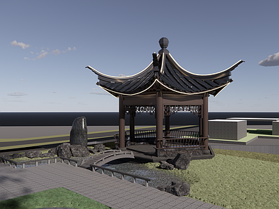 中式古建亭子 六角亭 古亭
