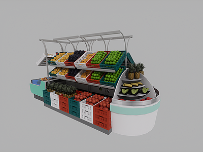 现代超市 货品结构 水果中岛