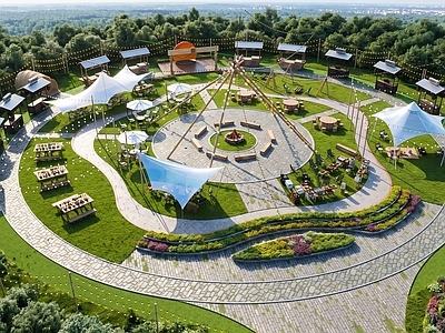 现代房车营地 户外烧烤 团建场地