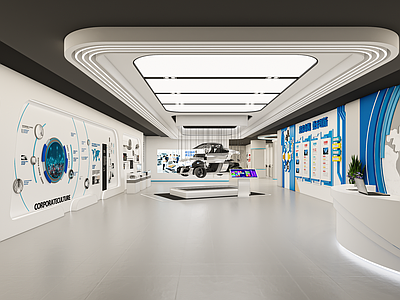 现代简约学校展厅 展厅 展馆 汽车科技