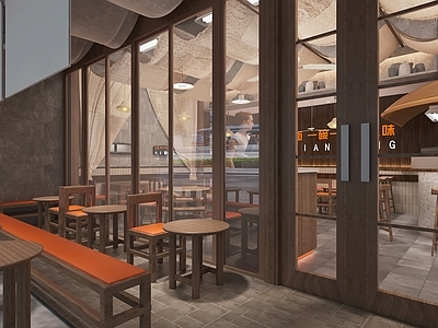 原木风面馆 新中式 复古风 面店