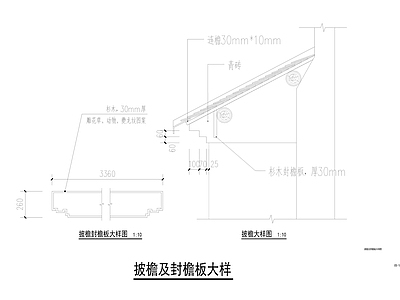 其他类型图纸 门楼披檐大样图 门楼封檐板大样 瓦片大样图