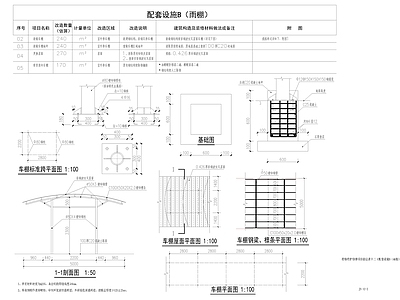 其他类型图纸 室外停车棚详图 停车棚钢结构详图