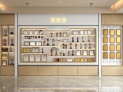 现代简约其他办公区域 荣誉墙 奖牌展示柜 奖杯证书陈列墙 奖杯证书展示