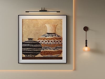 中古风挂画 波西米亚陶罐画 美式复古静物挂画