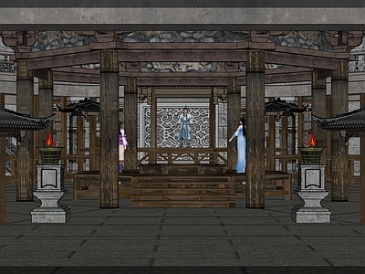 中式古建古建筑 地堡 古代