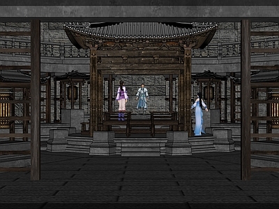 中式古建古建筑 古代地堡