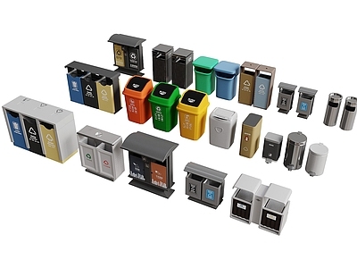 现代公用器材 现代公用器材 公共设备 垃圾桶组合 现代垃圾桶组合 简约垃圾桶