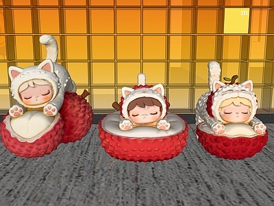 现代雕塑摆件 荔枝猫