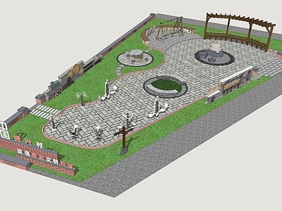 新中式景观乡村公园 乡村公园 口袋公园 乡村健身公园