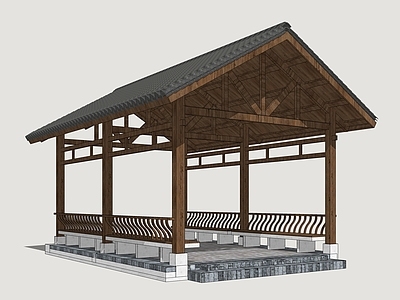 中式古建亭子 乡村廊架 公园廊架 木廊架