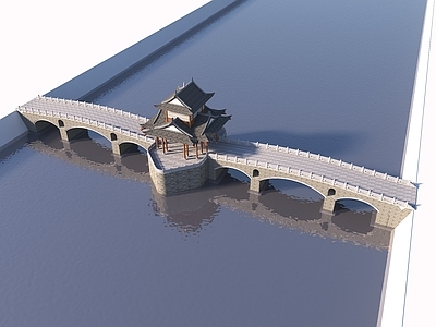 中式古建景观桥 中式廊桥 石拱桥 拱桥 古桥 古石拱桥