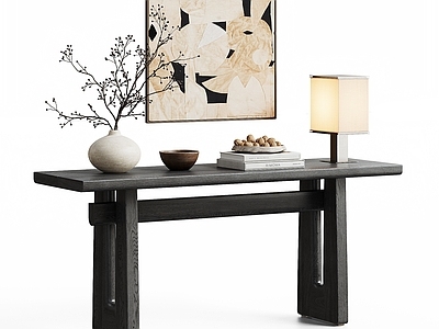 侘寂条案 POLIFORM 意式中古风端景台 Nara玄关台 玄关装饰画挂画 玄关摆件组合