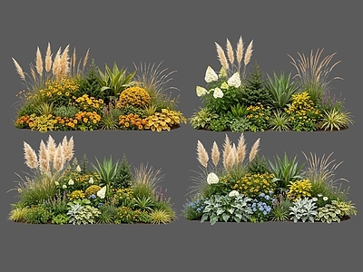 现代主义花境 2D植物组合 花卉花镜 花草镜植物组合 花草花丛 地被花灌木球