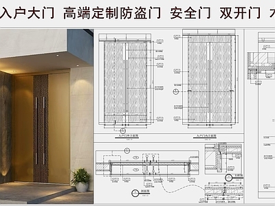 综合门节点 别墅入户大门 安全门 高端定制防盗门 双开门 木门