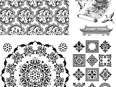 其他图库 花纹 纹理 贴图 线稿 中式