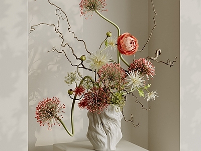 侘寂花艺 花艺摆件 鲜花花卉 艺术插花 绿植摆件 陶罐花瓶