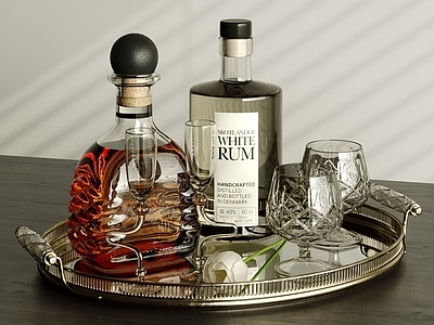 中古风酒具 酒具酒杯 红酒洋酒 金属餐盘 餐具摆件 玻璃杯子