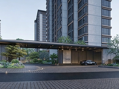 门楼 新中式入口门楼 唐风坡屋顶门头 现代中式入口门廊