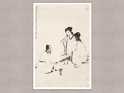 中式字画 仕女图 雅乐图 傅抱石
