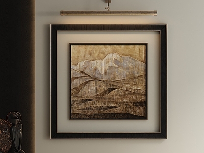 轻奢抽象挂画 侘寂风远山挂画 中古肌理山景画