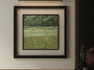中古风抽象挂画 侘寂风原野挂画 茶室山野装饰画