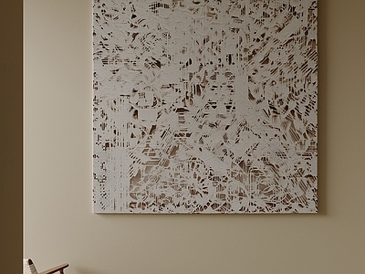 中古风抽象挂画 侘寂线条装饰画 大地色肌理油画
