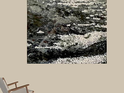 中古风抽象画 侘寂碎石纹理画 黑白色块肌理画