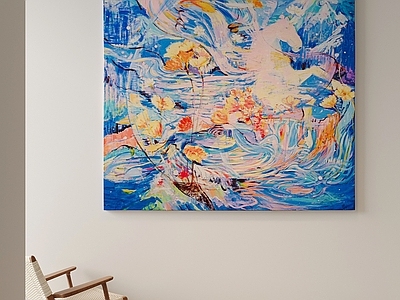 现代简约抽象挂画 轻奢缤纷装饰画 客厅梦幻方形挂画