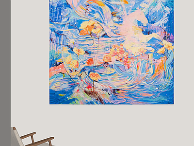 现代简约油画 客厅梦幻方形挂画 轻奢缤纷装饰画