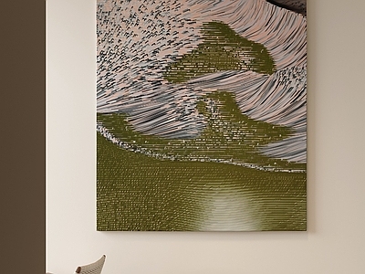 奶油风抽象画 大地色肌理油画 侘寂线条抽象画