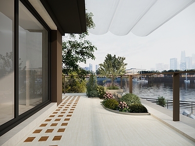 现代简约屋顶花园 现代屋顶花园 露台景观 景观植物组团 户外休闲沙发 油橄榄棒棒糖
