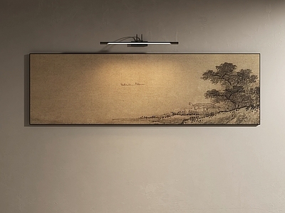 新中式山水画 卧室水墨长条挂画 侘寂风长条挂画
