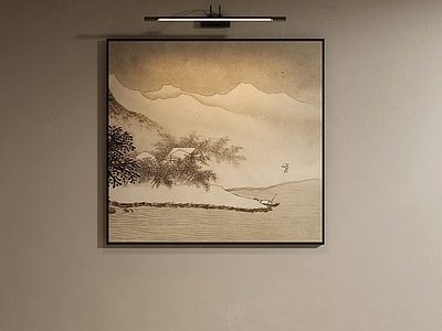 新中式山水画 国画 侘寂方形装饰画