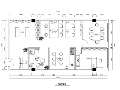 整体办公空间 办公室平面布置图 现代简约风