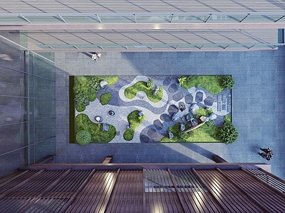 新中式景观室内景观 庭院 日式 禅意 中庭