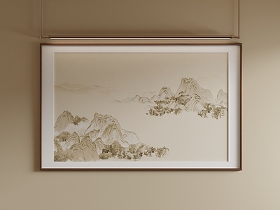 新中式山水画 浅墨山水国画 写意山景画