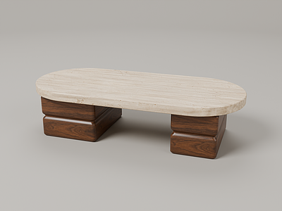 中古风茶几 横岭枕木 胡桃木 洞石