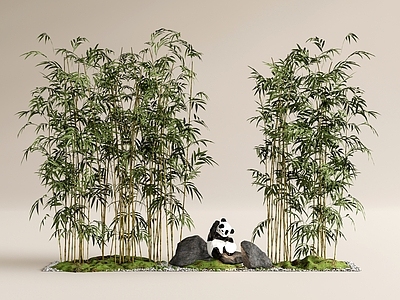 新中式景观竹子 竹子 熊猫
