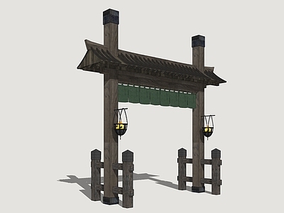 中式古建牌坊牌楼 木牌楼 木牌坊