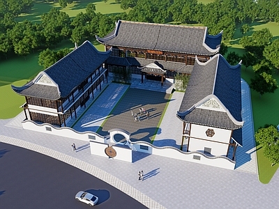 中式古建文化馆 文化馆 中式文化馆 四合院文化展馆