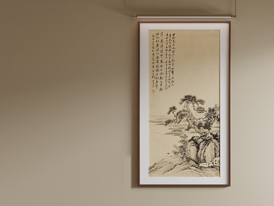 新中式山水画 水墨山水装饰画 茶室古意山水挂画